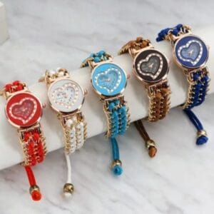Girl Stainless Steel Bracelet Stylish Watch for Women – Red, Black, Pink, Blue
