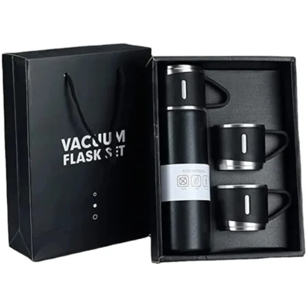 3 Cup 500ML Stainless Steel Vacuum Flask Set Hot & Cold Travel Friendly