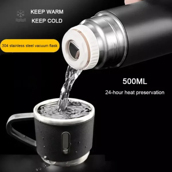 3 Cup 500ML Stainless Steel Vacuum Flask Set – Hot & Cold - Image 2